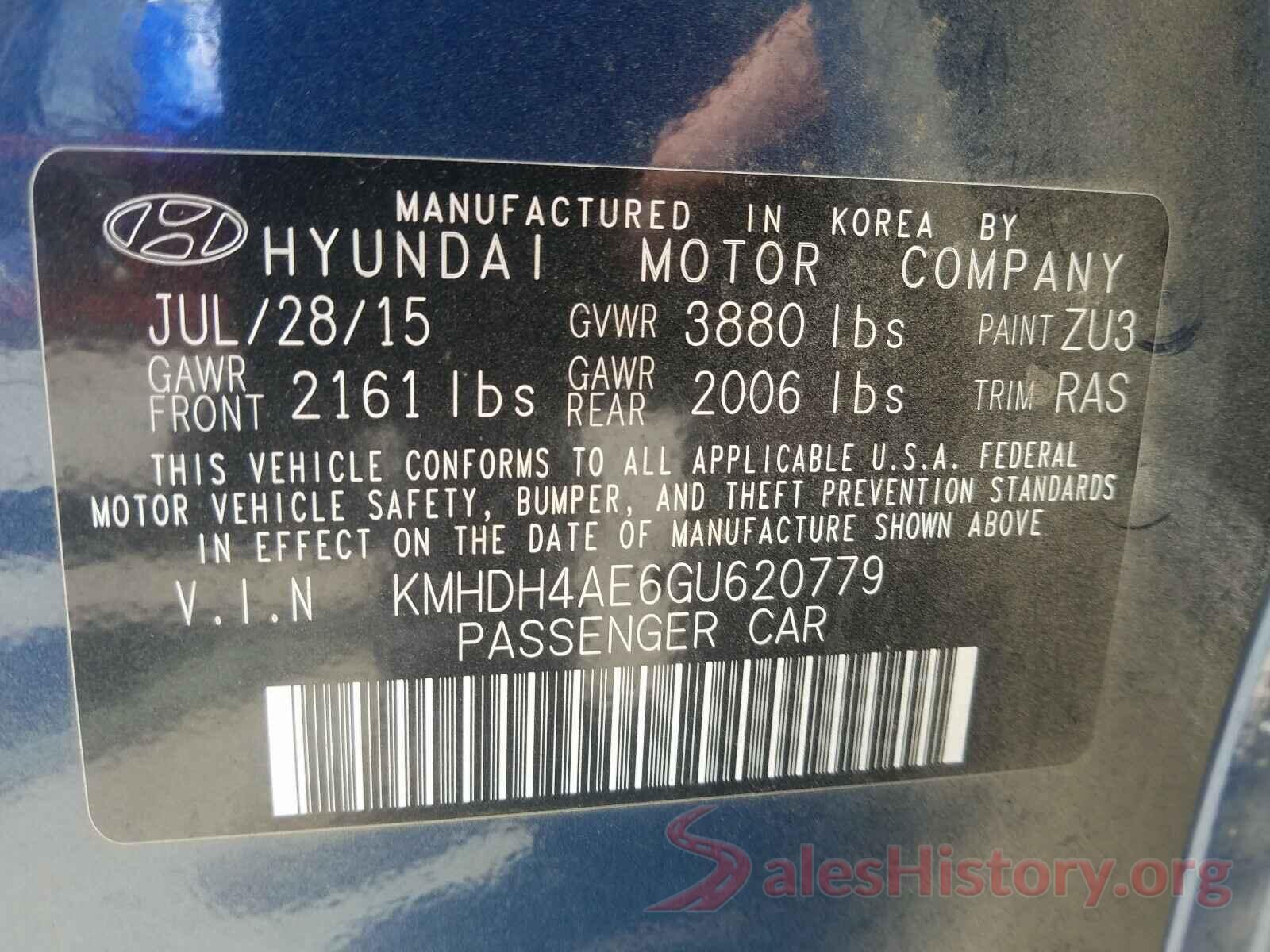 KMHDH4AE6GU620779 2016 HYUNDAI ELANTRA