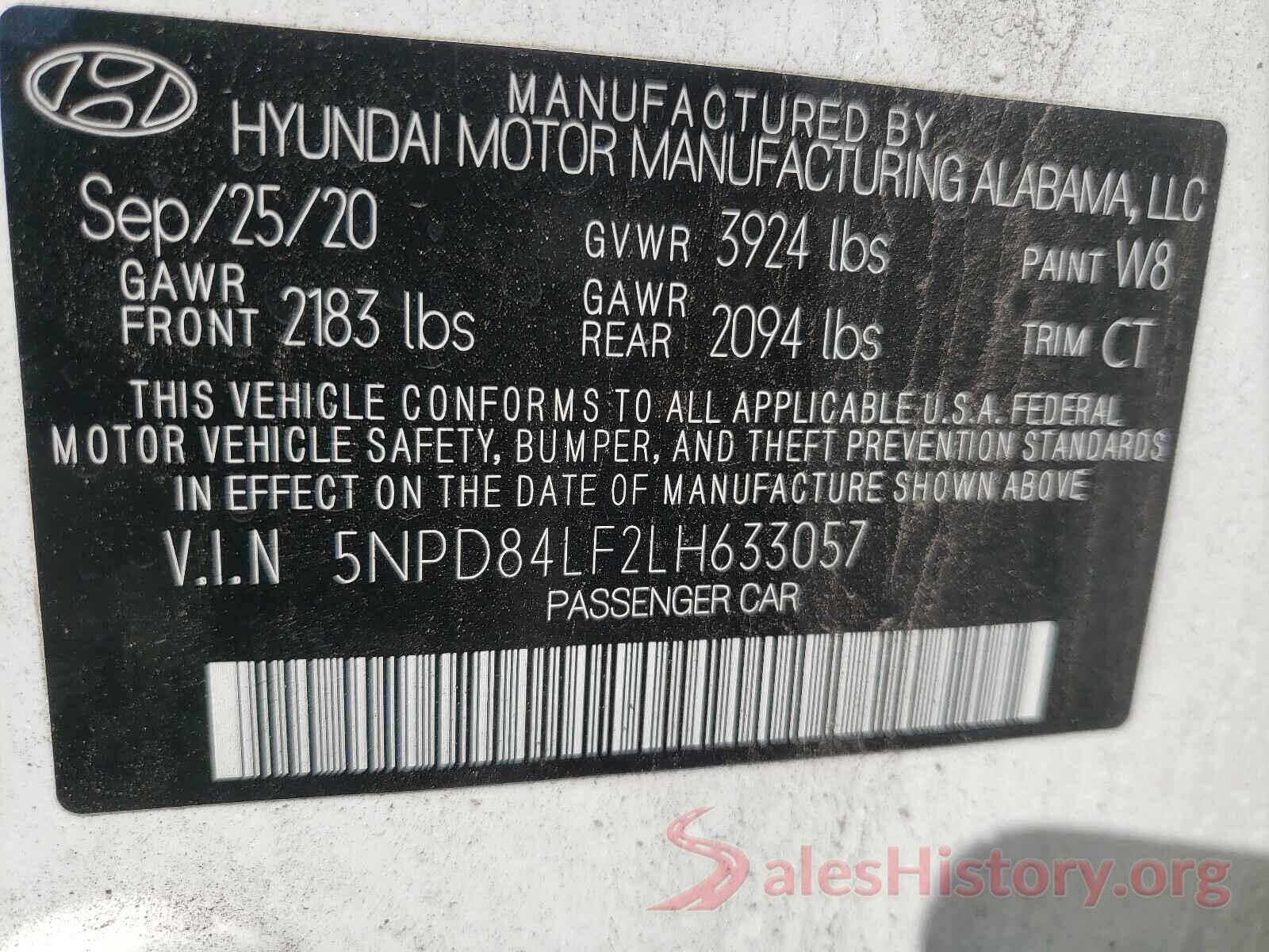 5NPD84LF2LH633057 2020 HYUNDAI ELANTRA