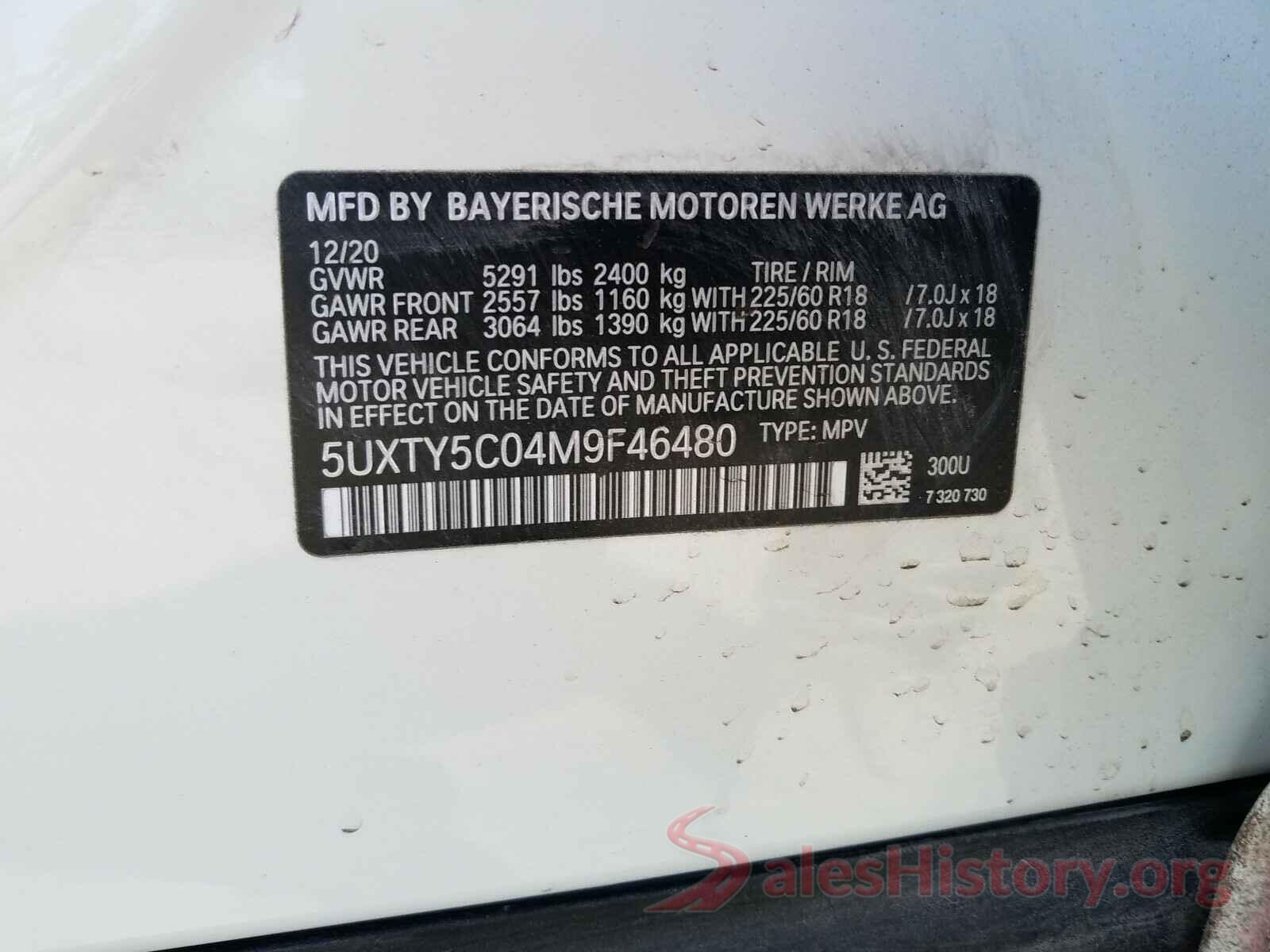 5UXTY5C04M9F46480 2021 BMW X3