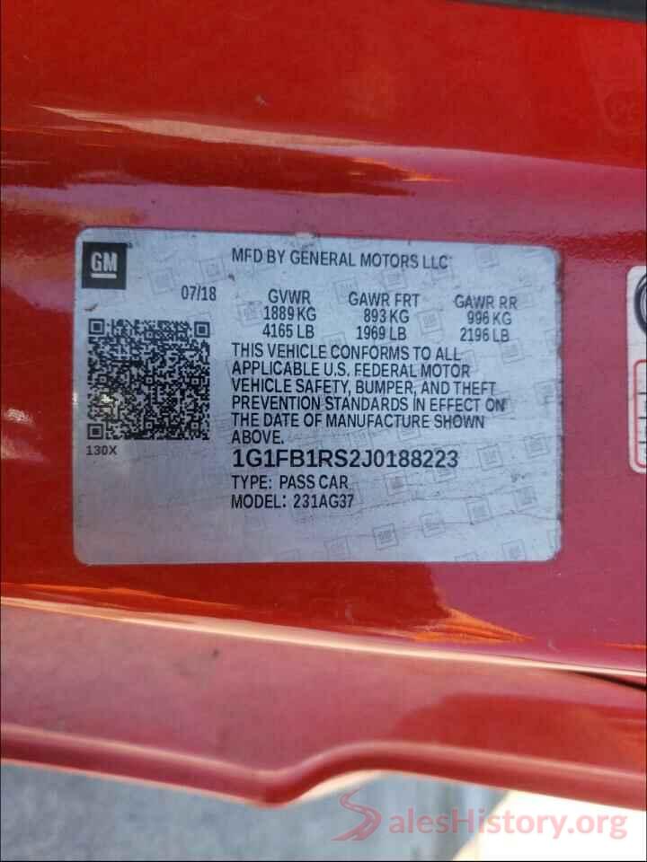 1G1FB1RS2J0188223 2018 CHEVROLET CAMARO