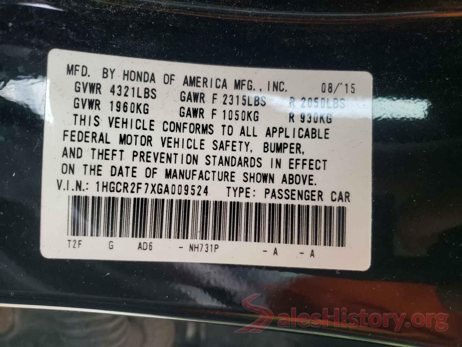 1HGCR2F7XGA009524 2016 HONDA ACCORD