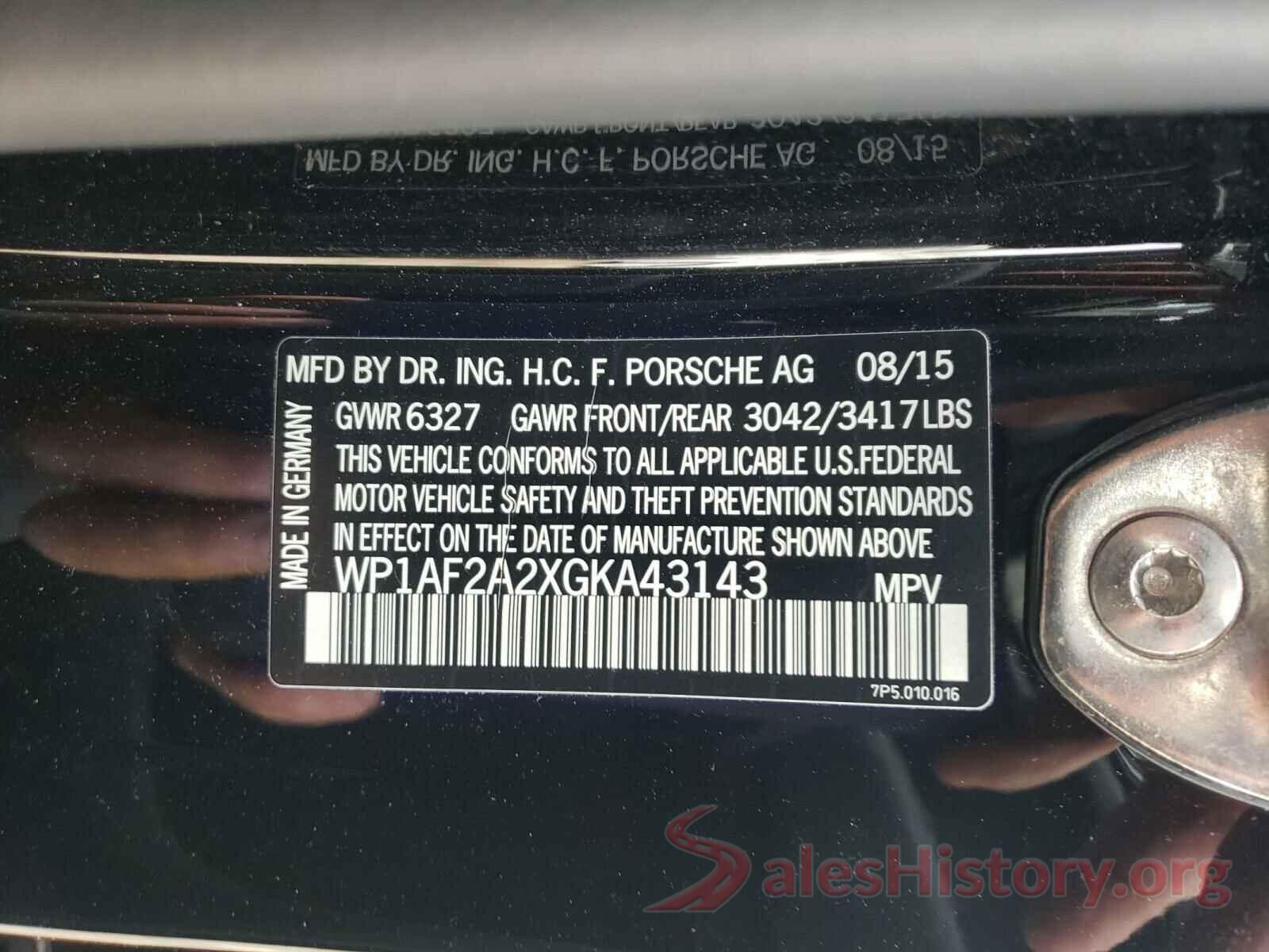 WP1AF2A2XGKA43143 2016 PORSCHE CAYENNE