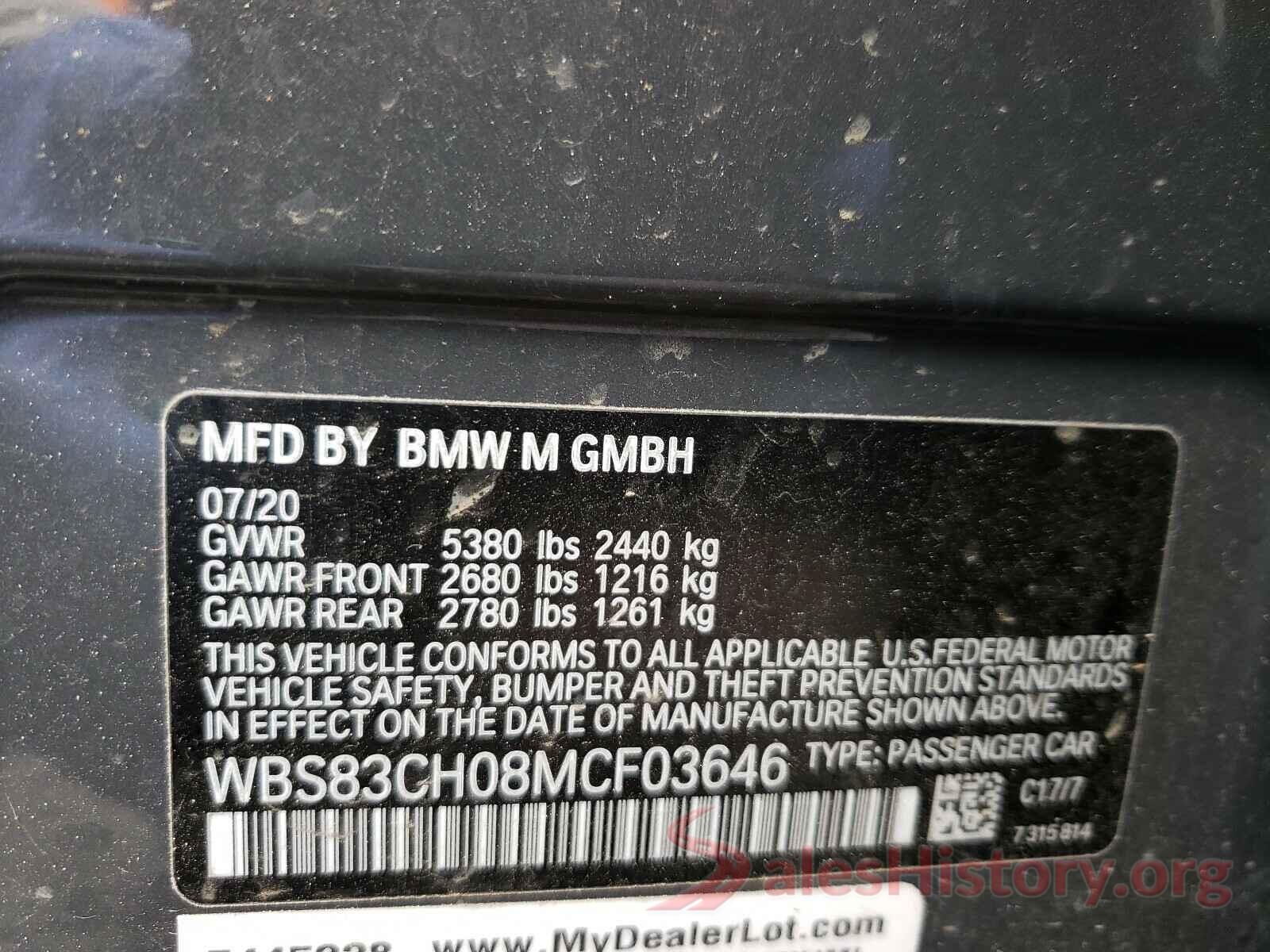 WBS83CH08MCF03646 2021 BMW M5