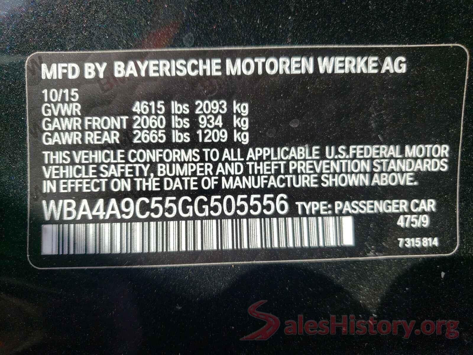 WBA4A9C55GG505556 2016 BMW 4 SERIES