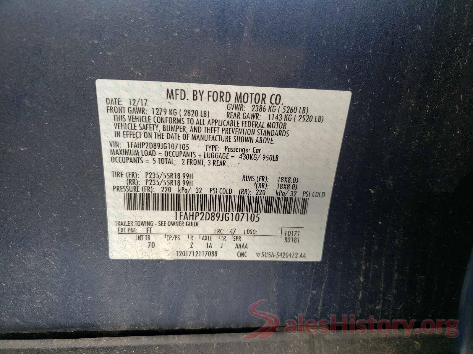 1FAHP2D89JG107105 2018 FORD TAURUS