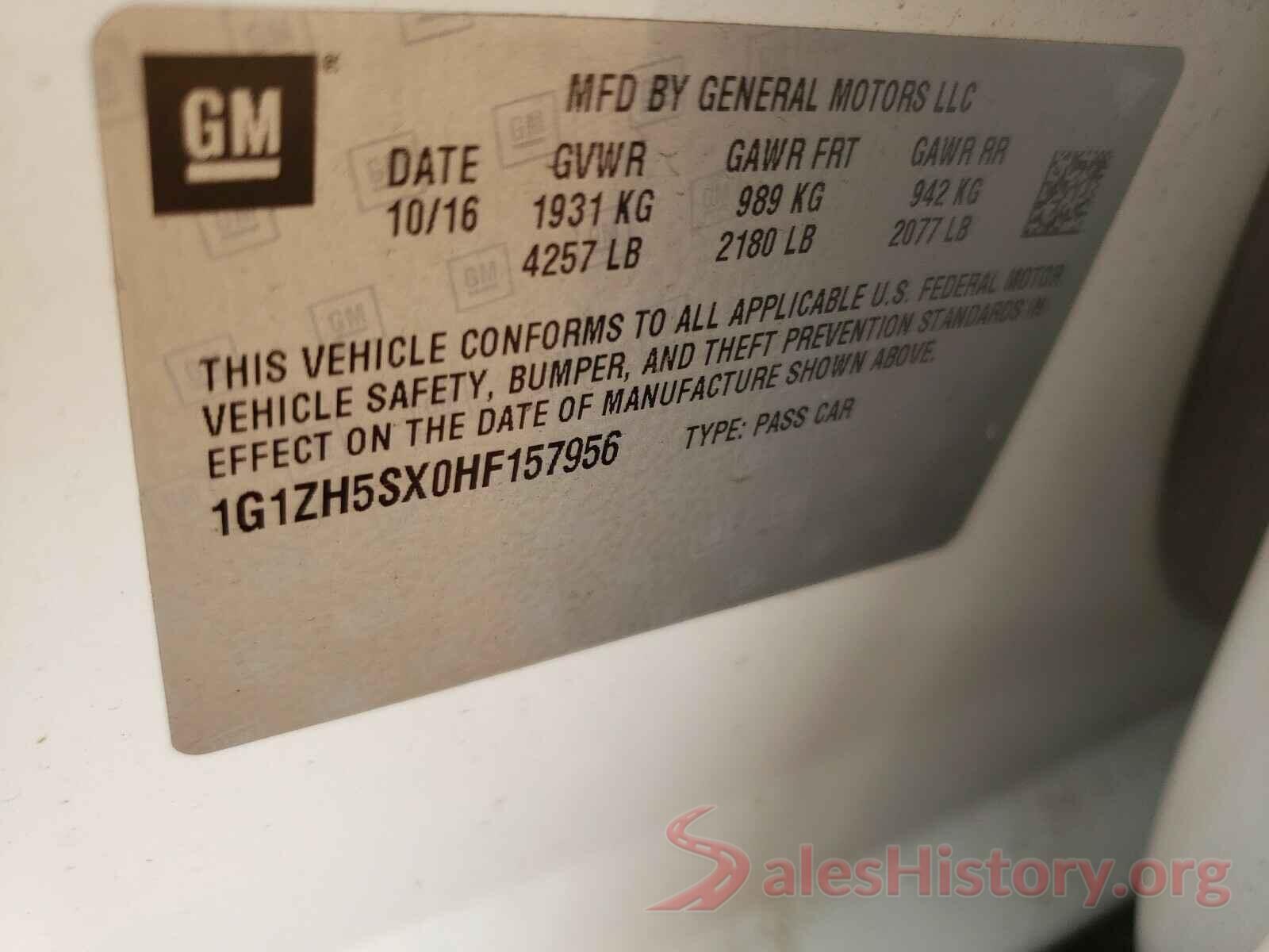 1G1ZH5SX0HF157956 2017 CHEVROLET MALIBU