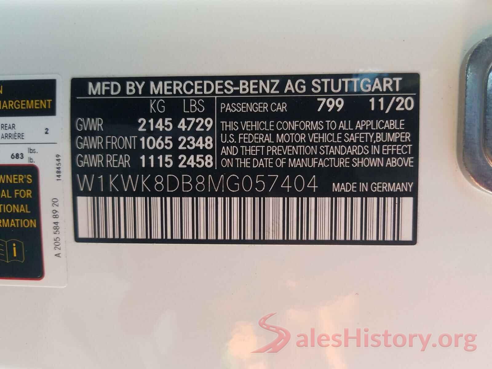 W1KWK8DB8MG057404 2021 MERCEDES-BENZ C CLASS