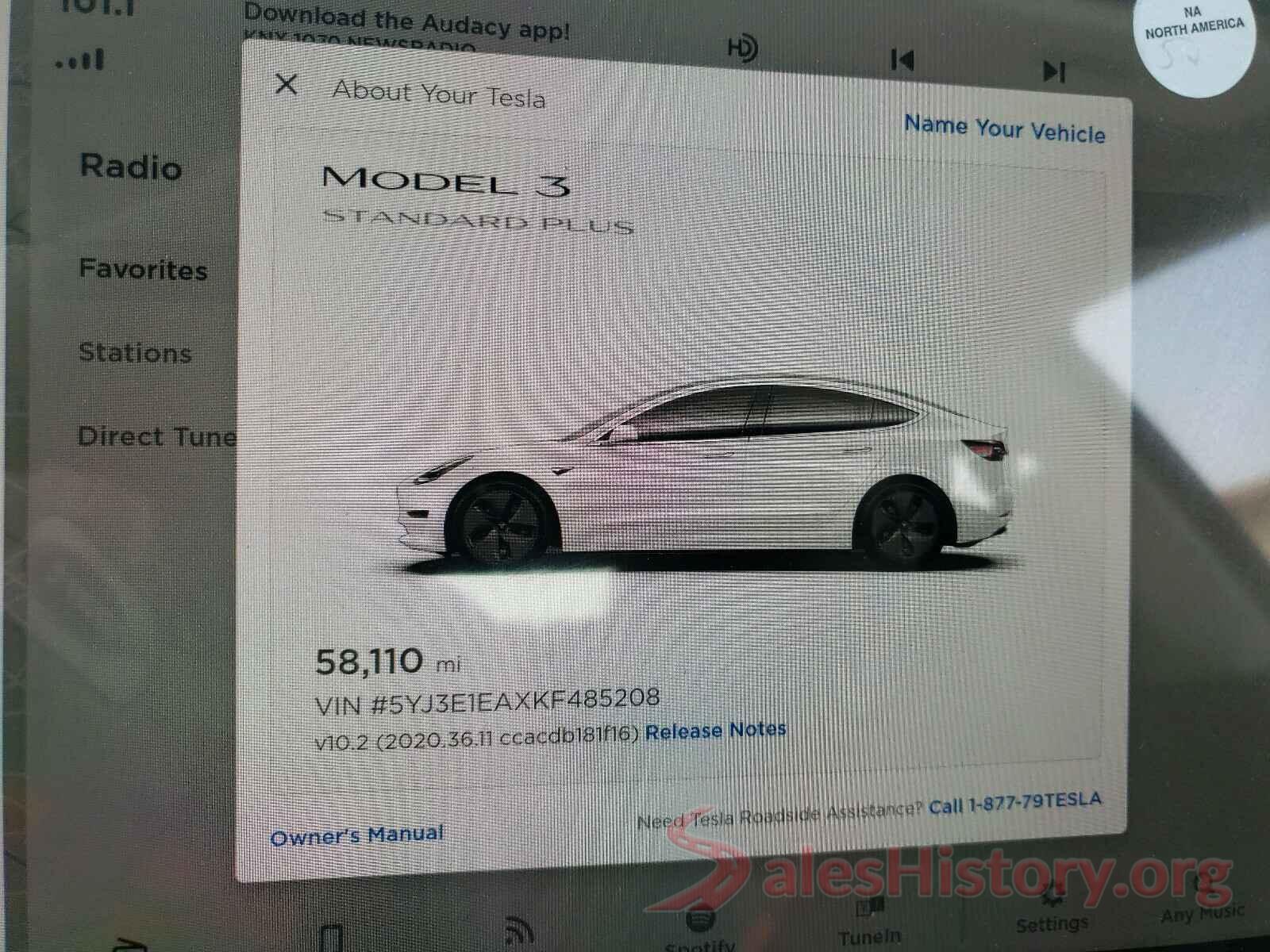 5YJ3E1EAXKF485208 2019 TESLA MODEL 3