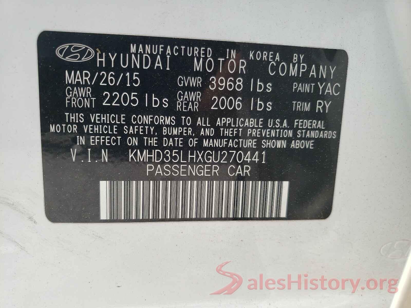 KMHD35LHXGU270441 2016 HYUNDAI ELANTRA