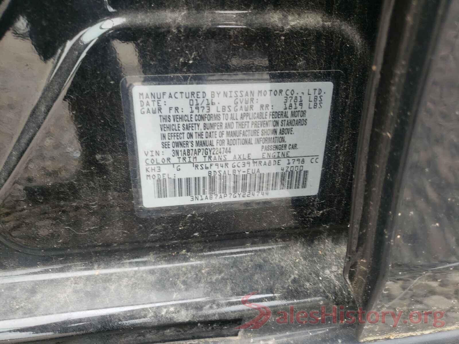 3N1AB7AP7GY224744 2016 NISSAN SENTRA