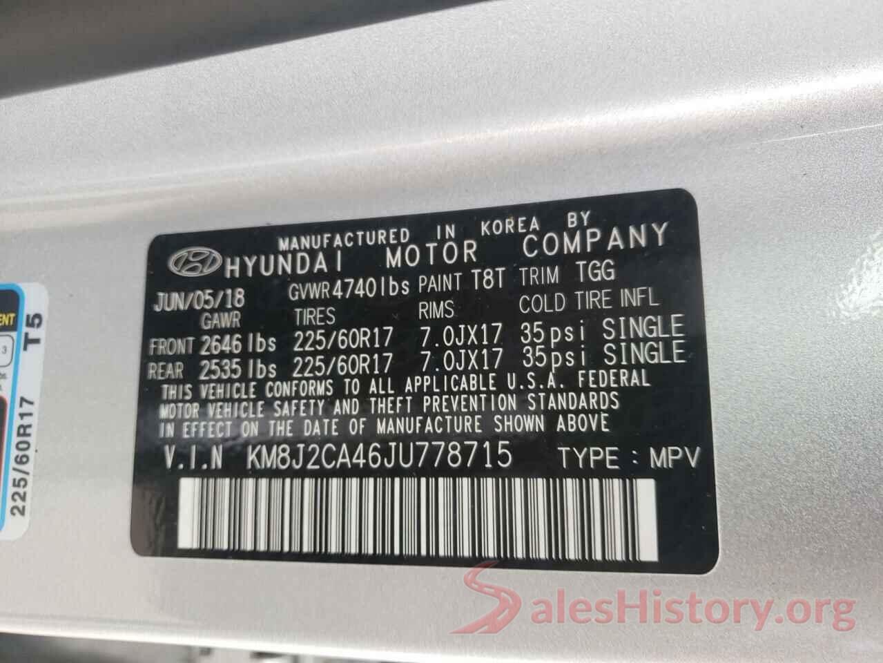 KM8J2CA46JU778715 2018 HYUNDAI TUCSON