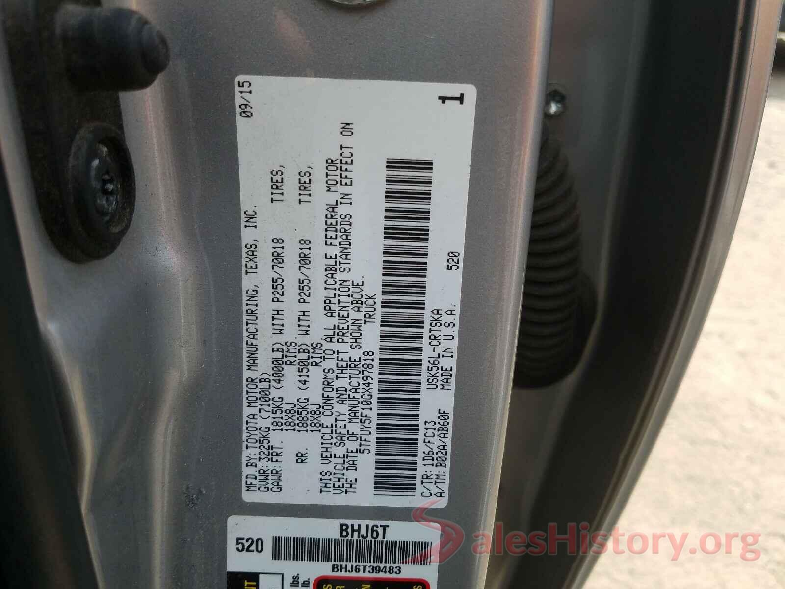 5TFUY5F10GX497818 2016 TOYOTA TUNDRA