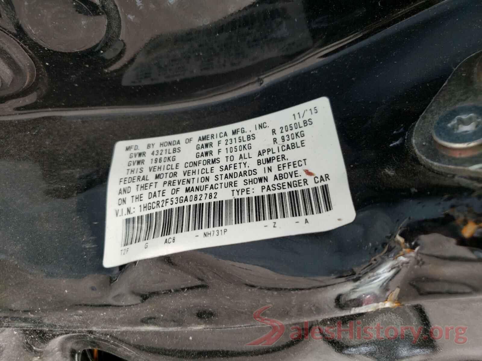 1HGCR2F53GA082782 2016 HONDA ACCORD