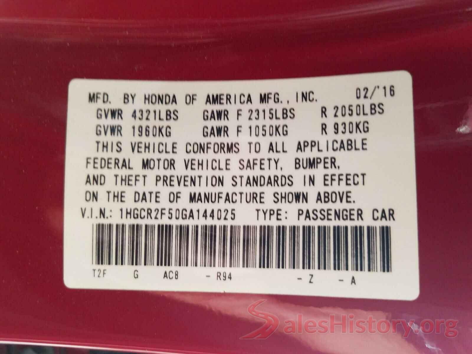 1HGCR2F50GA144025 2016 HONDA ACCORD