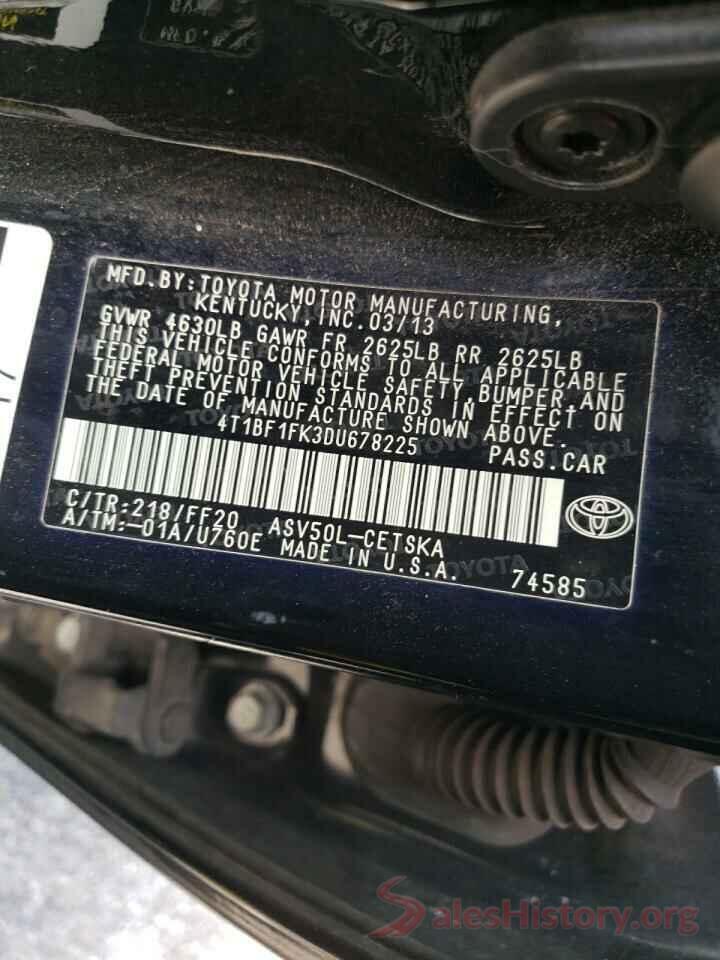 4T1BF1FK3DU678225 2013 TOYOTA CAMRY