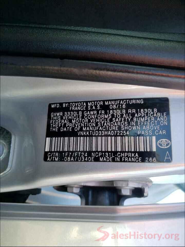 VNKKTUD33HA072254 2017 TOYOTA YARIS