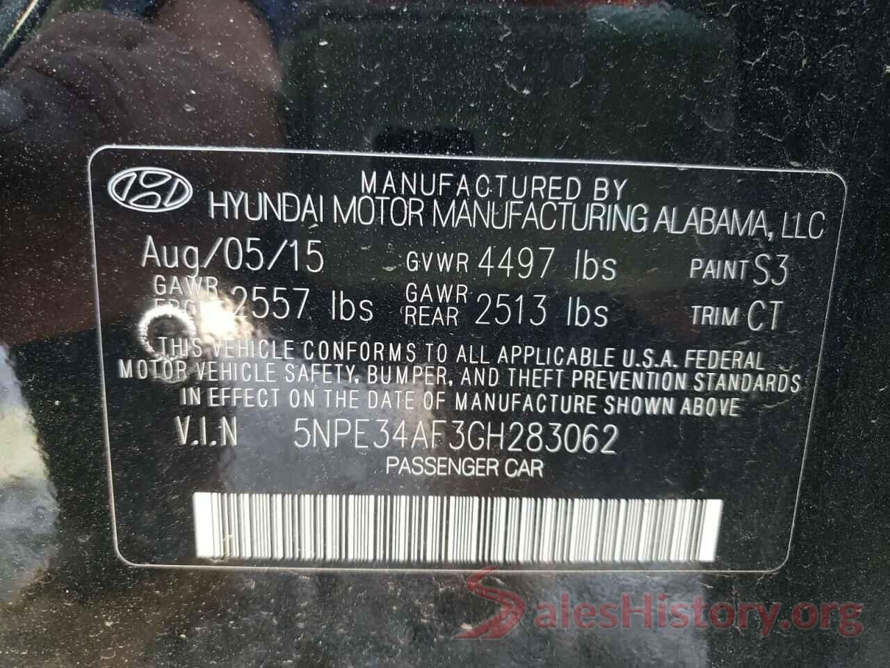 5NPE34AF3GH283062 2016 HYUNDAI SONATA