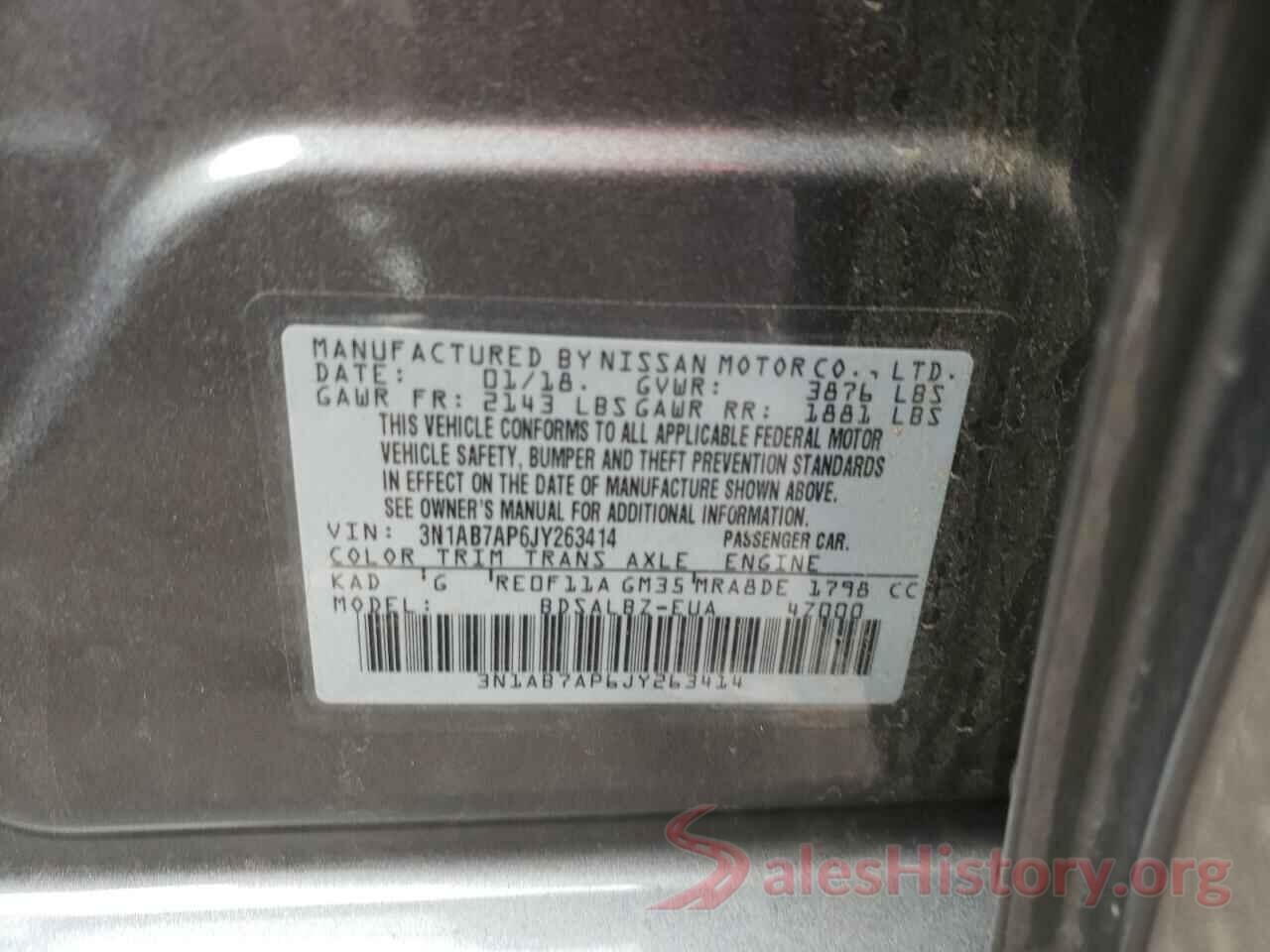 3N1AB7AP6JY263414 2018 NISSAN SENTRA