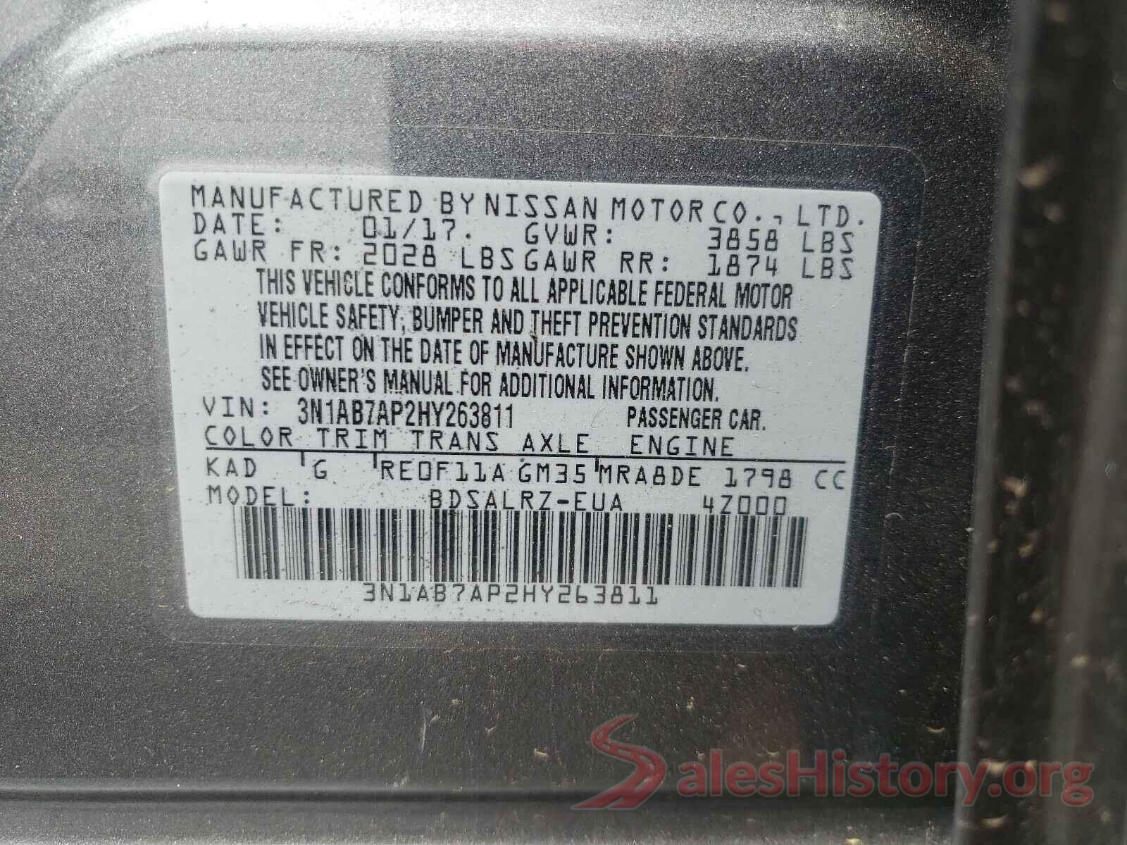 3N1AB7AP2HY263811 2017 NISSAN SENTRA