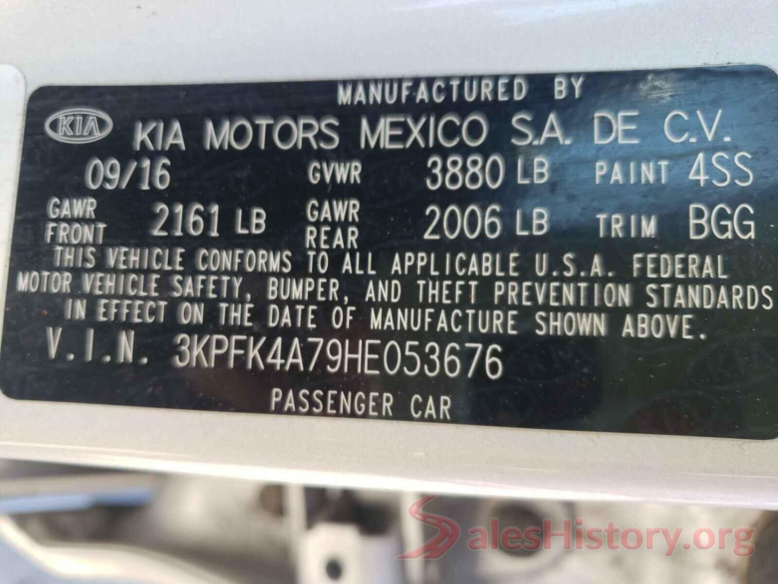 3KPFK4A79HE053676 2017 KIA FORTE