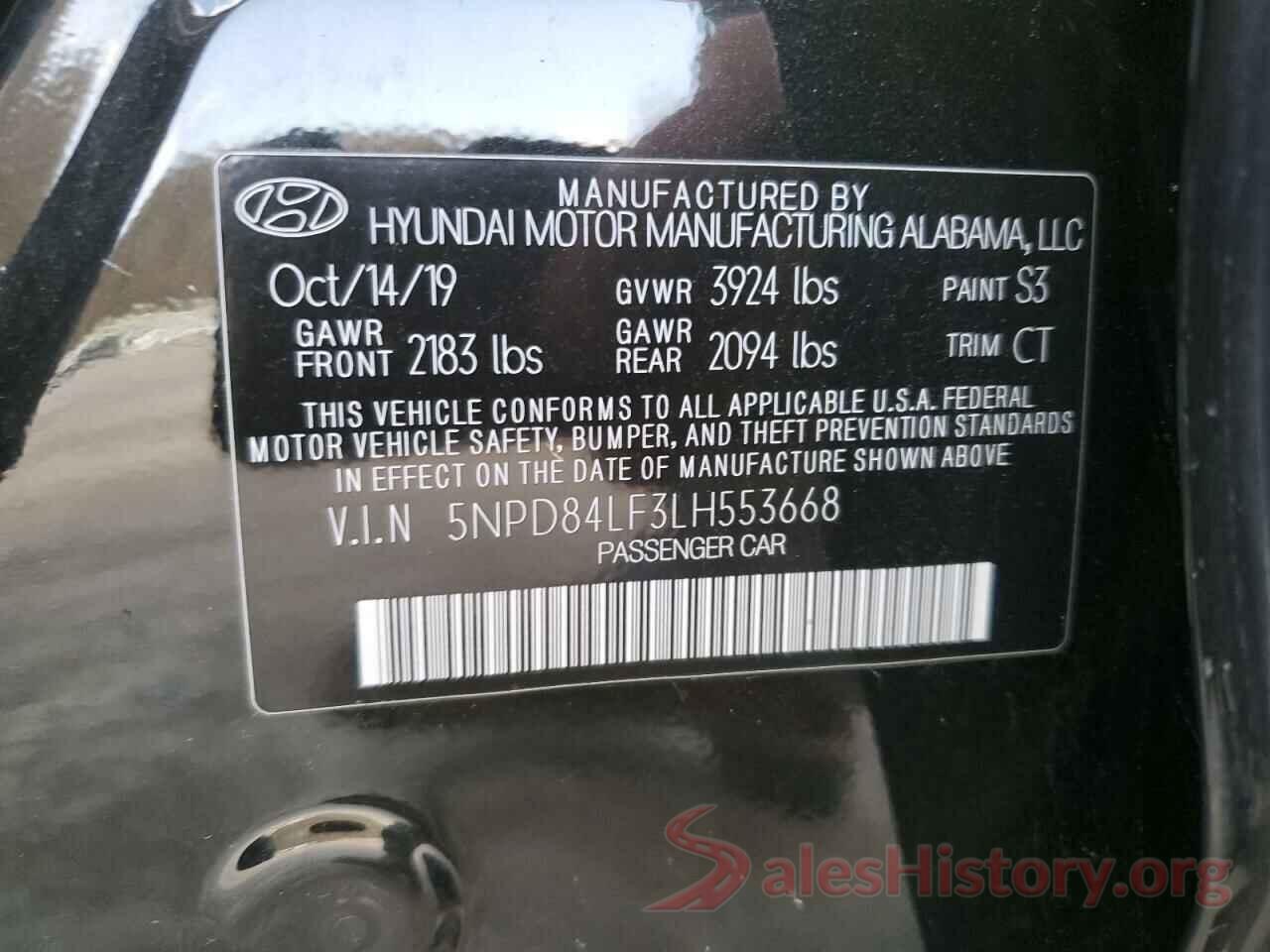 5NPD84LF3LH553668 2020 HYUNDAI ELANTRA