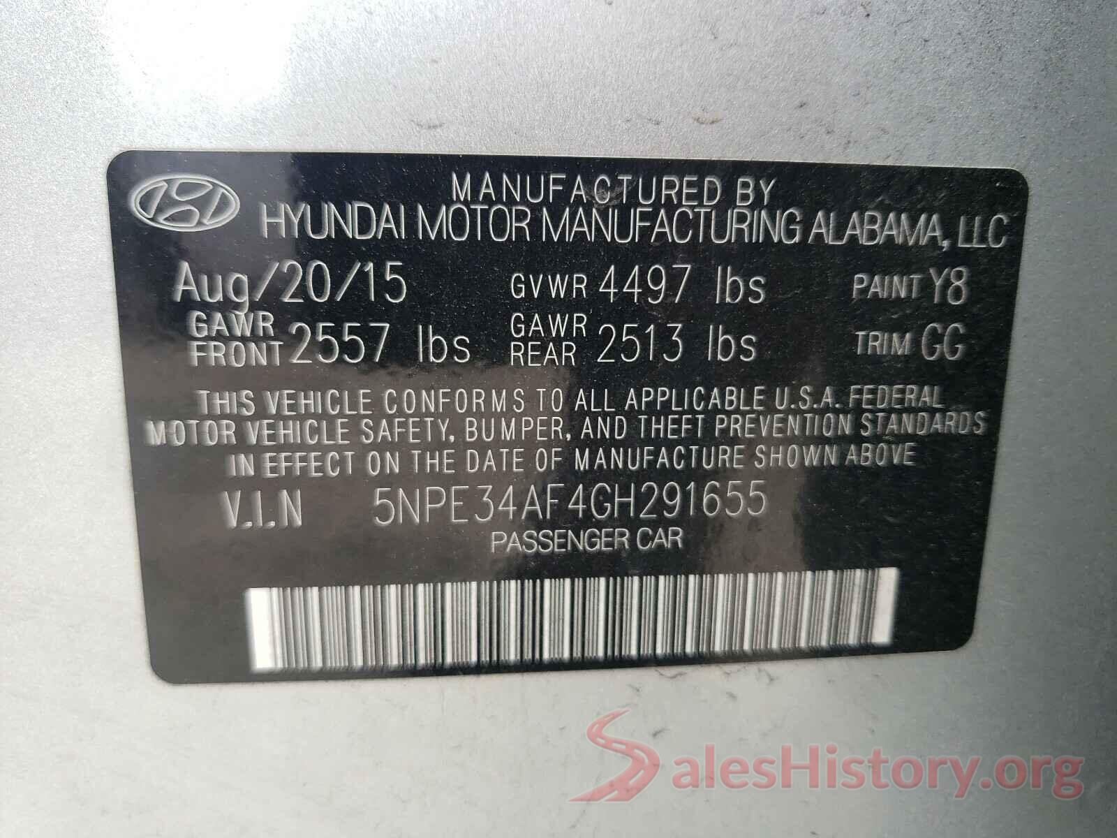 5NPE34AF4GH291655 2016 HYUNDAI SONATA