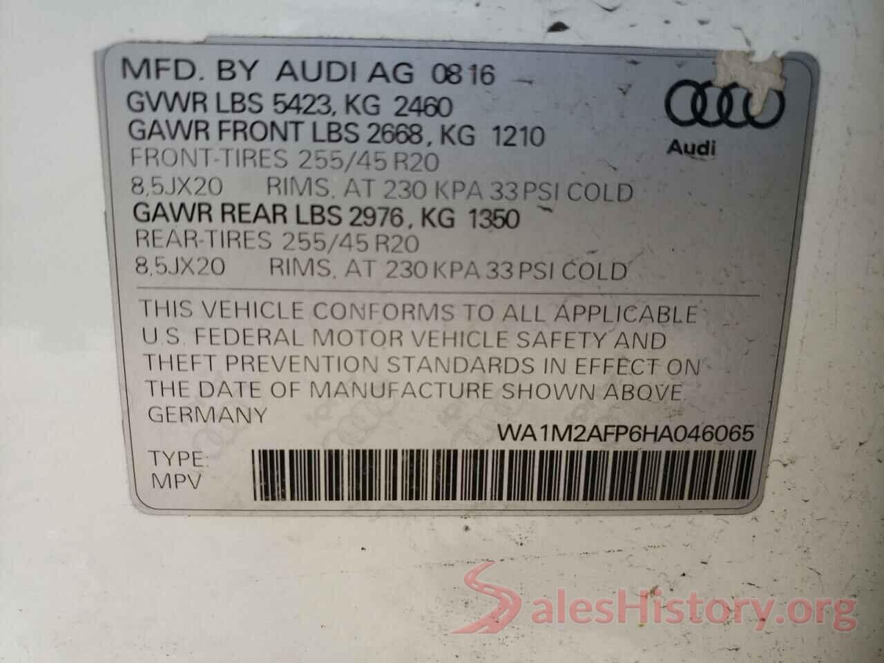 WA1M2AFP6HA046065 2017 AUDI Q5