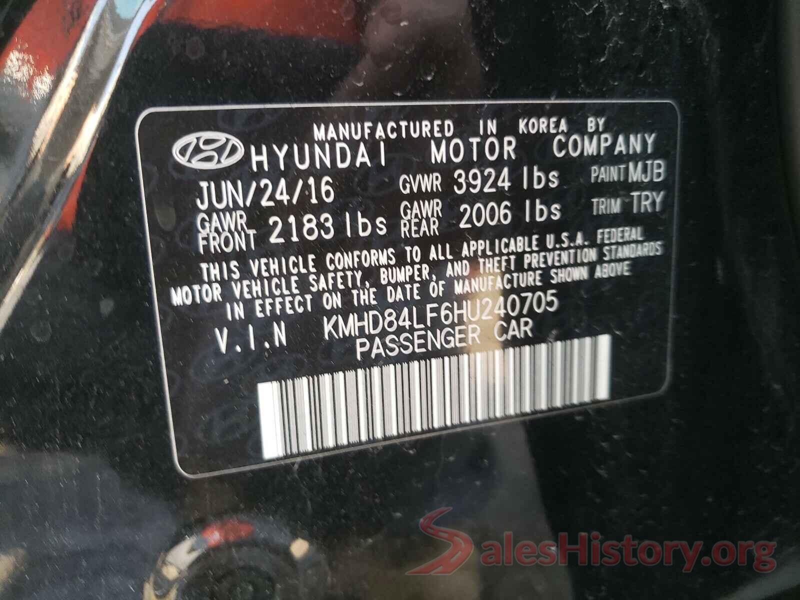 KMHD84LF6HU240705 2017 HYUNDAI ELANTRA