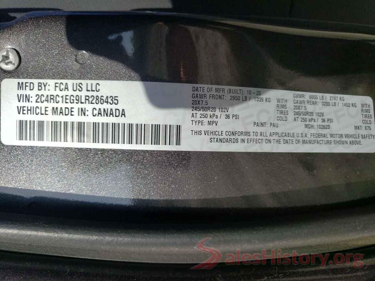 2C4RC1EG9LR286435 2020 CHRYSLER PACIFICA