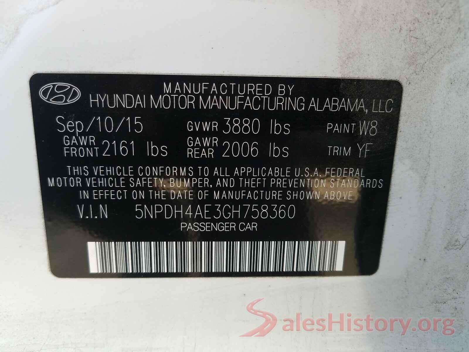 5NPDH4AE3GH758360 2016 HYUNDAI ELANTRA