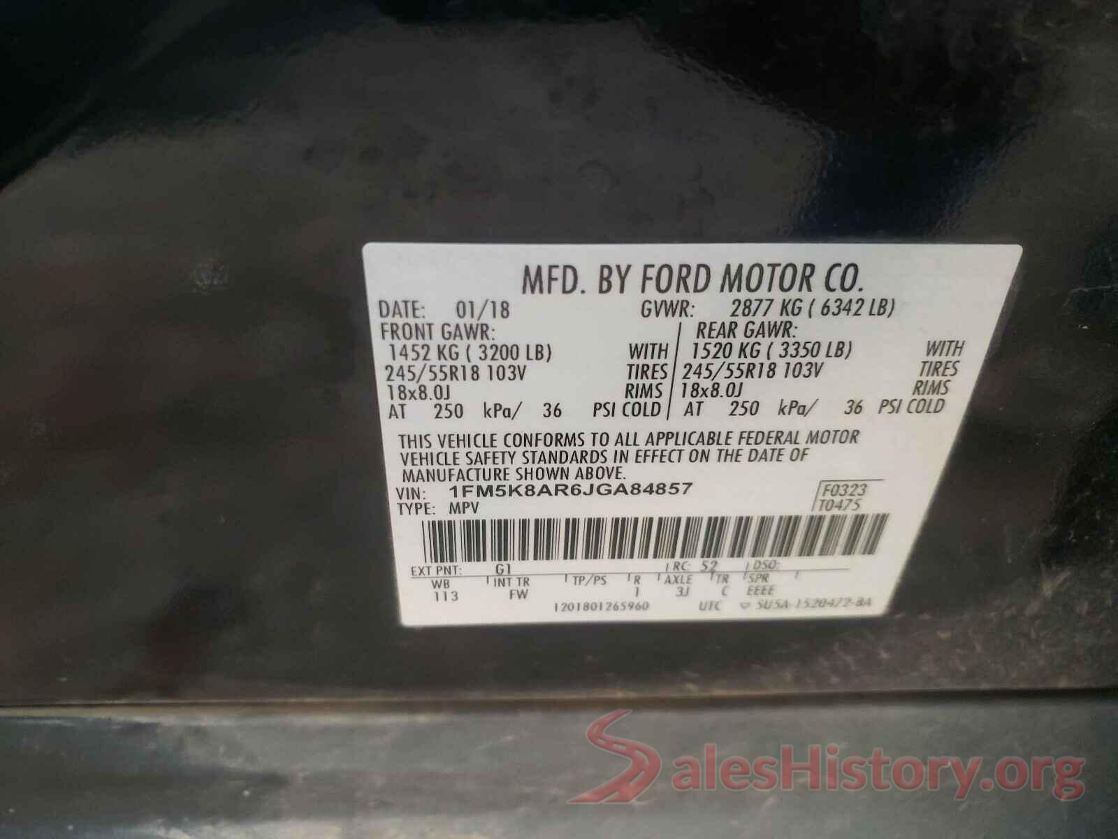 1FM5K8AR6JGA84857 2018 FORD EXPLORER