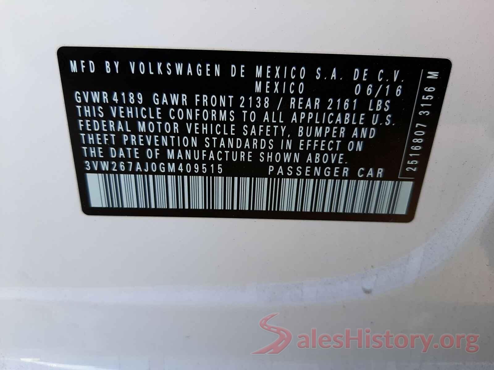 3VW267AJ0GM409515 2016 VOLKSWAGEN JETTA