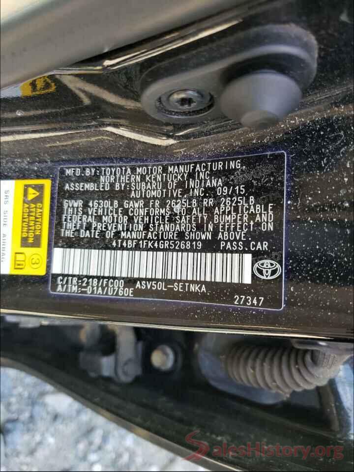 4T4BF1FK4GR526819 2016 TOYOTA CAMRY