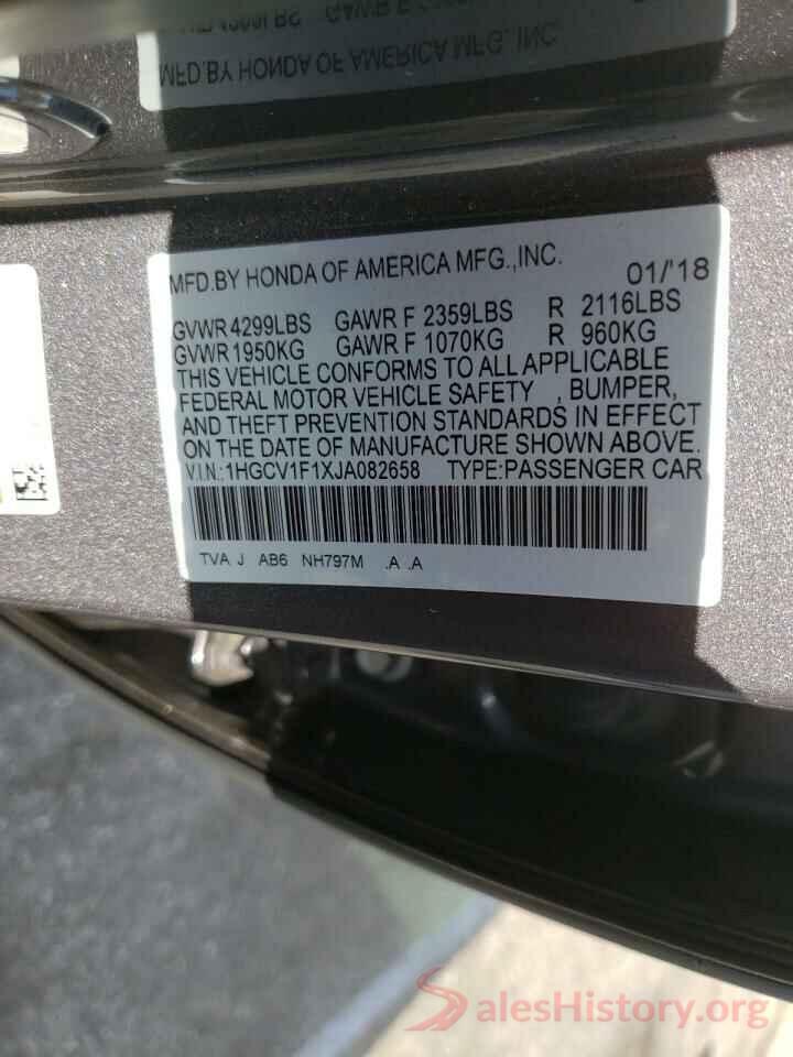 1HGCV1F1XJA082658 2018 HONDA ACCORD