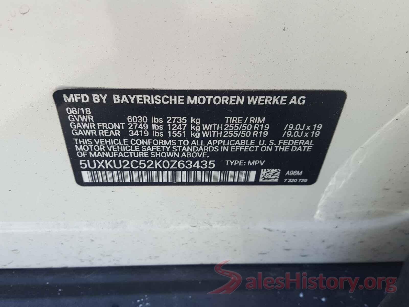 5UXKU2C52K0Z63435 2019 BMW X6