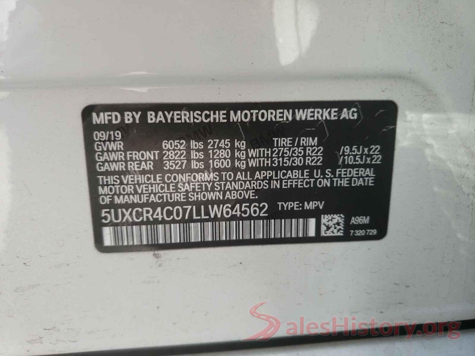 5UXCR4C07LLW64562 2020 BMW X5