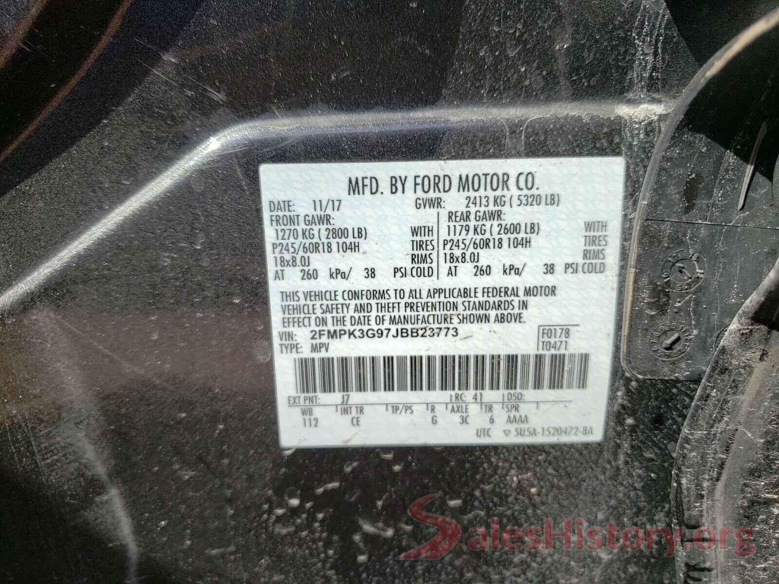 2FMPK3G97JBB23773 2018 FORD EDGE