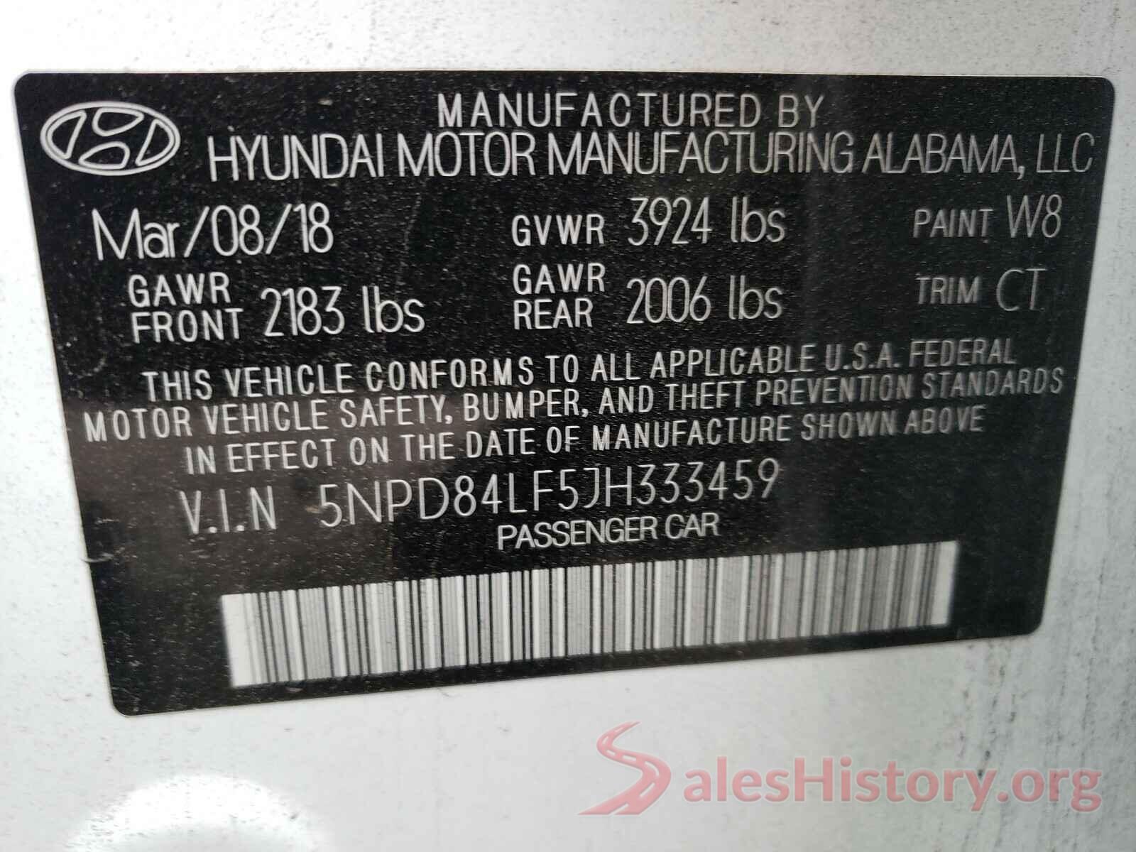 5NPD84LF5JH333459 2018 HYUNDAI ELANTRA