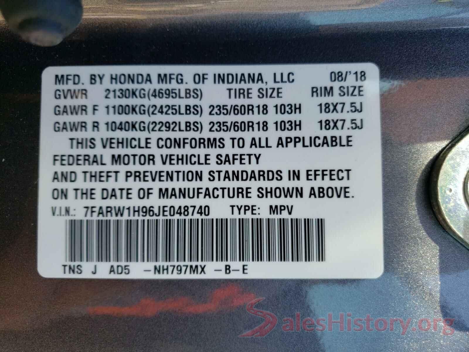 7FARW1H96JE048740 2018 HONDA CRV