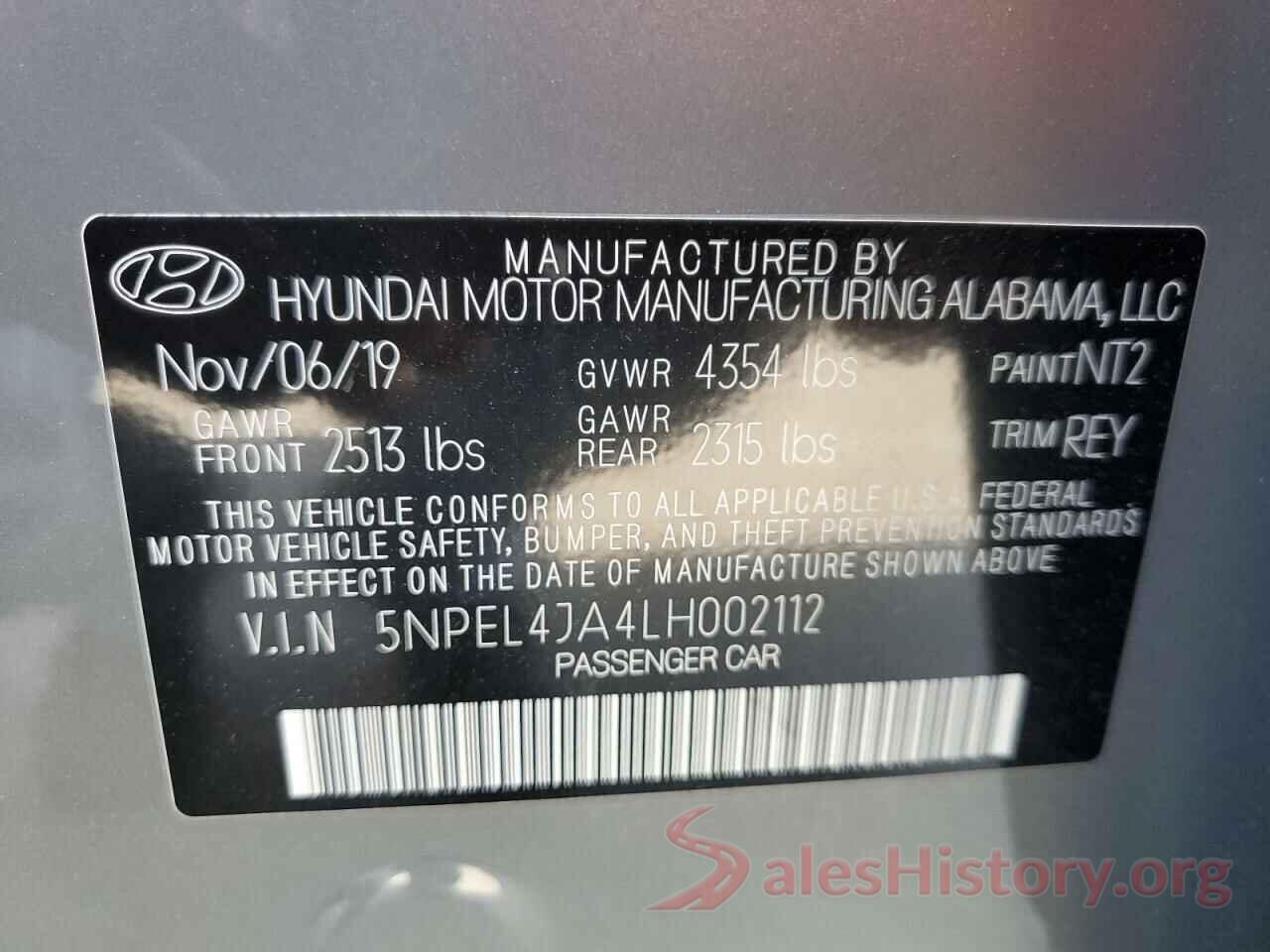 5NPEL4JA4LH002112 2020 HYUNDAI SONATA