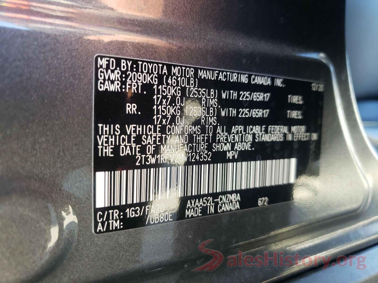 2T3W1RFV2MW124352 2021 TOYOTA RAV4