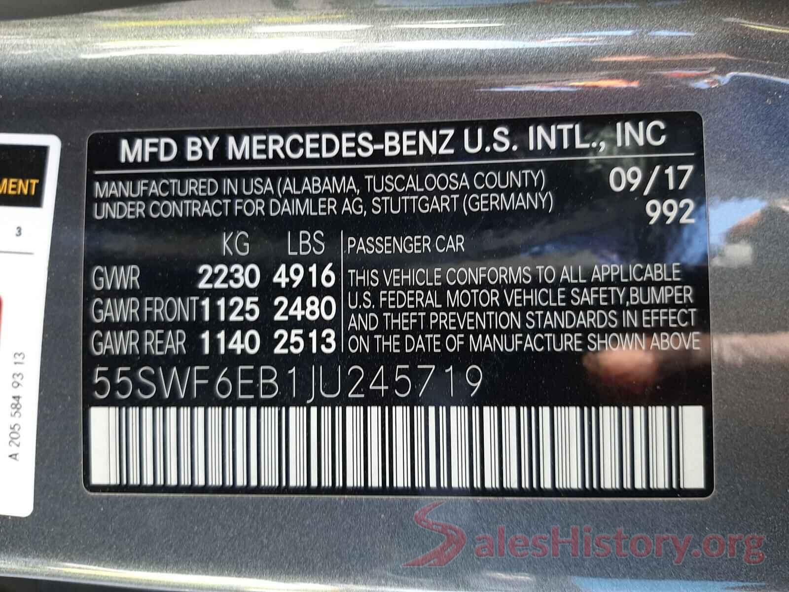 55SWF6EB1JU245719 2018 MERCEDES-BENZ C CLASS