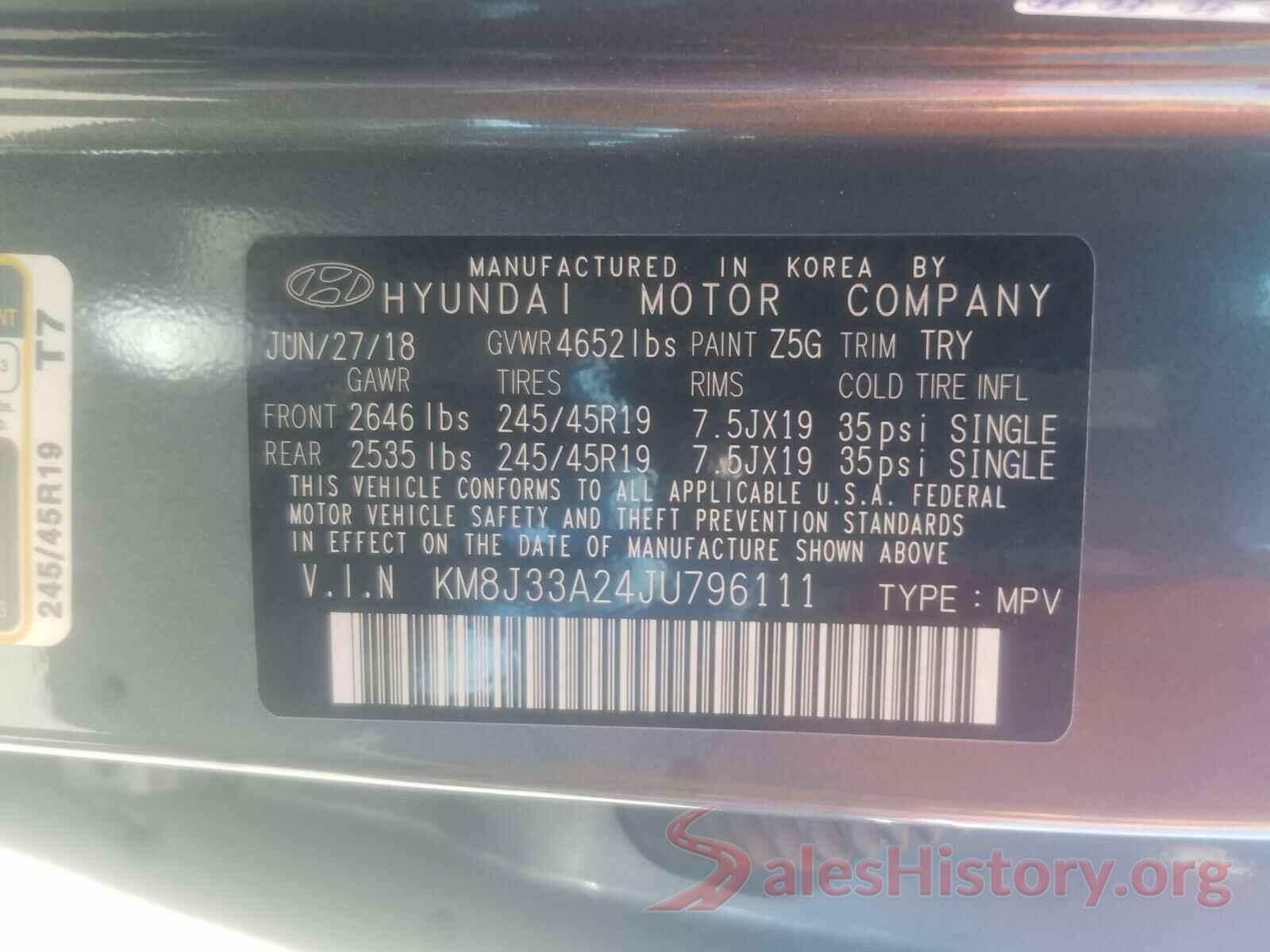 KM8J33A24JU796111 2018 HYUNDAI TUCSON