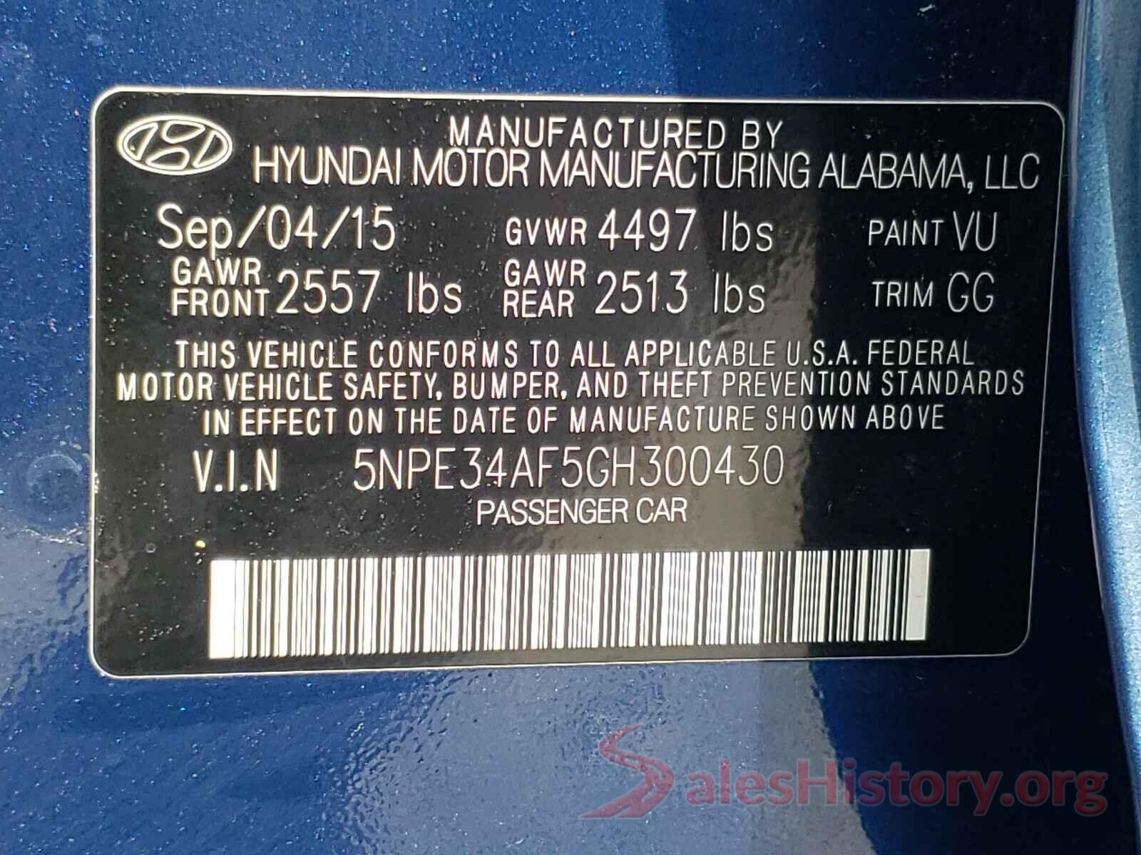 5NPE34AF5GH300430 2016 HYUNDAI SONATA