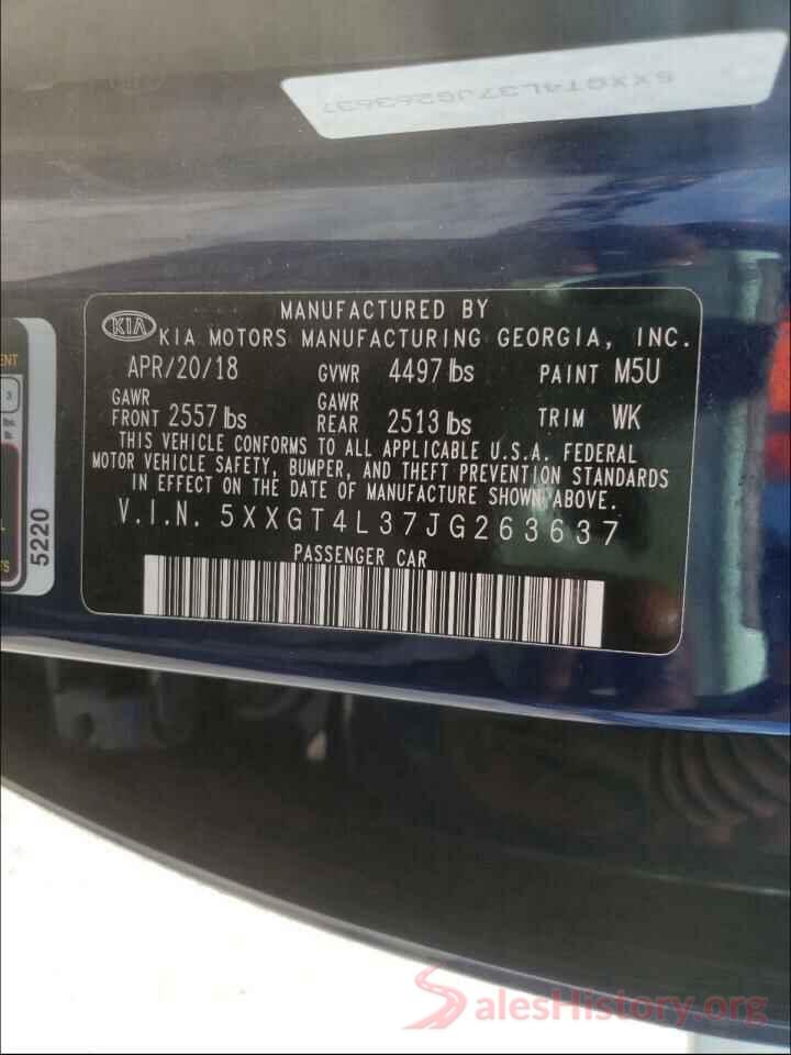 5XXGT4L37JG263637 2018 KIA OPTIMA