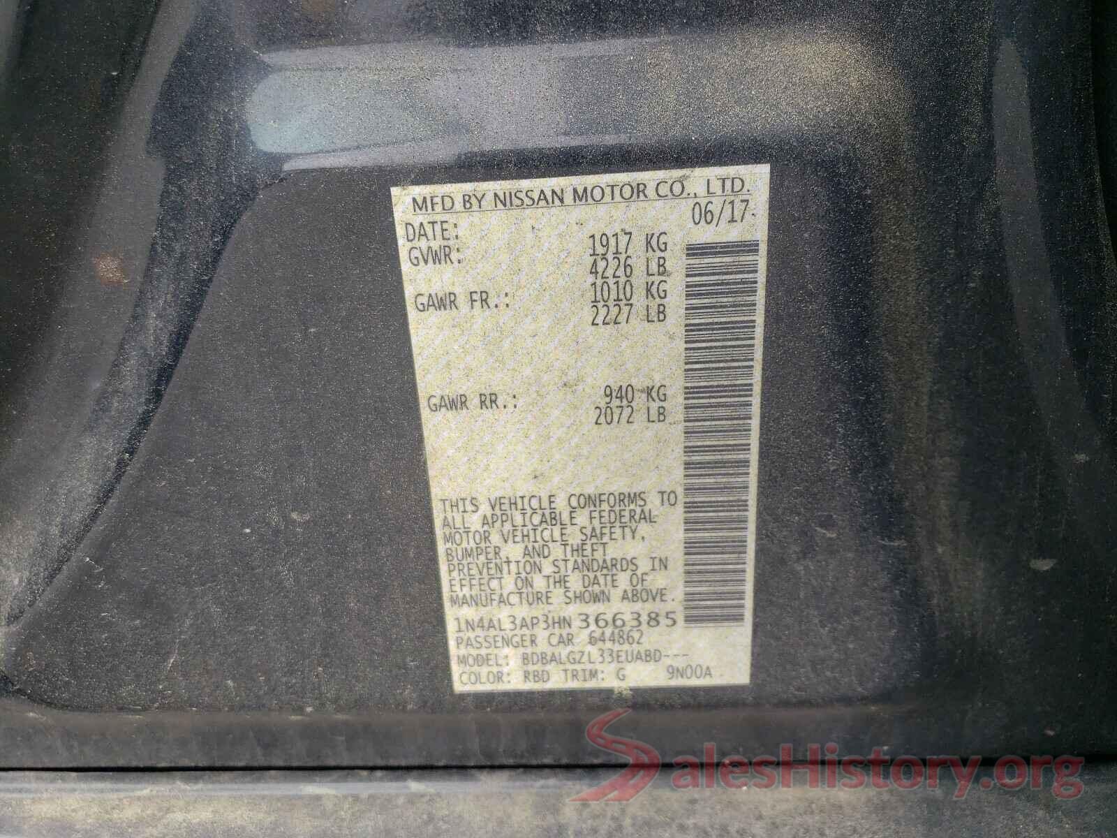 1N4AL3AP3HN366385 2017 NISSAN ALTIMA