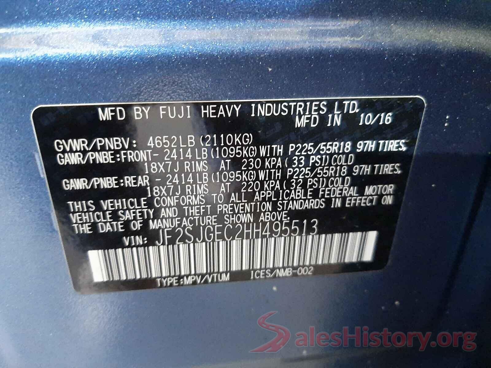 JF2SJGEC2HH495513 2017 SUBARU FORESTER