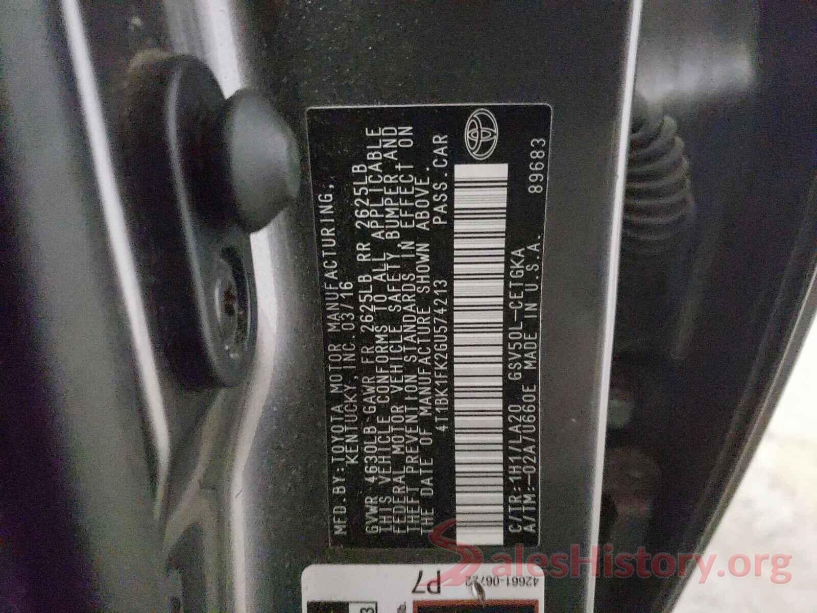 4T1BK1FK2GU574213 2016 TOYOTA CAMRY