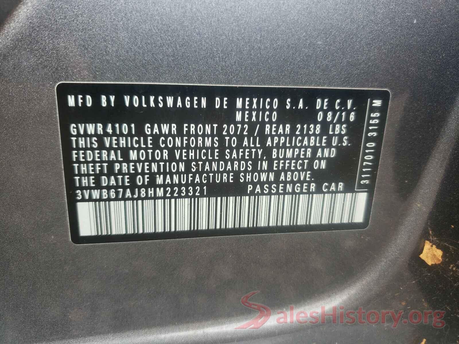 3VWB67AJ8HM223321 2017 VOLKSWAGEN JETTA