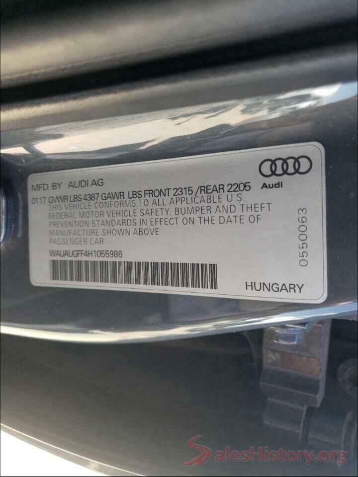 WAUAUGFF4H1055986 2017 AUDI A3